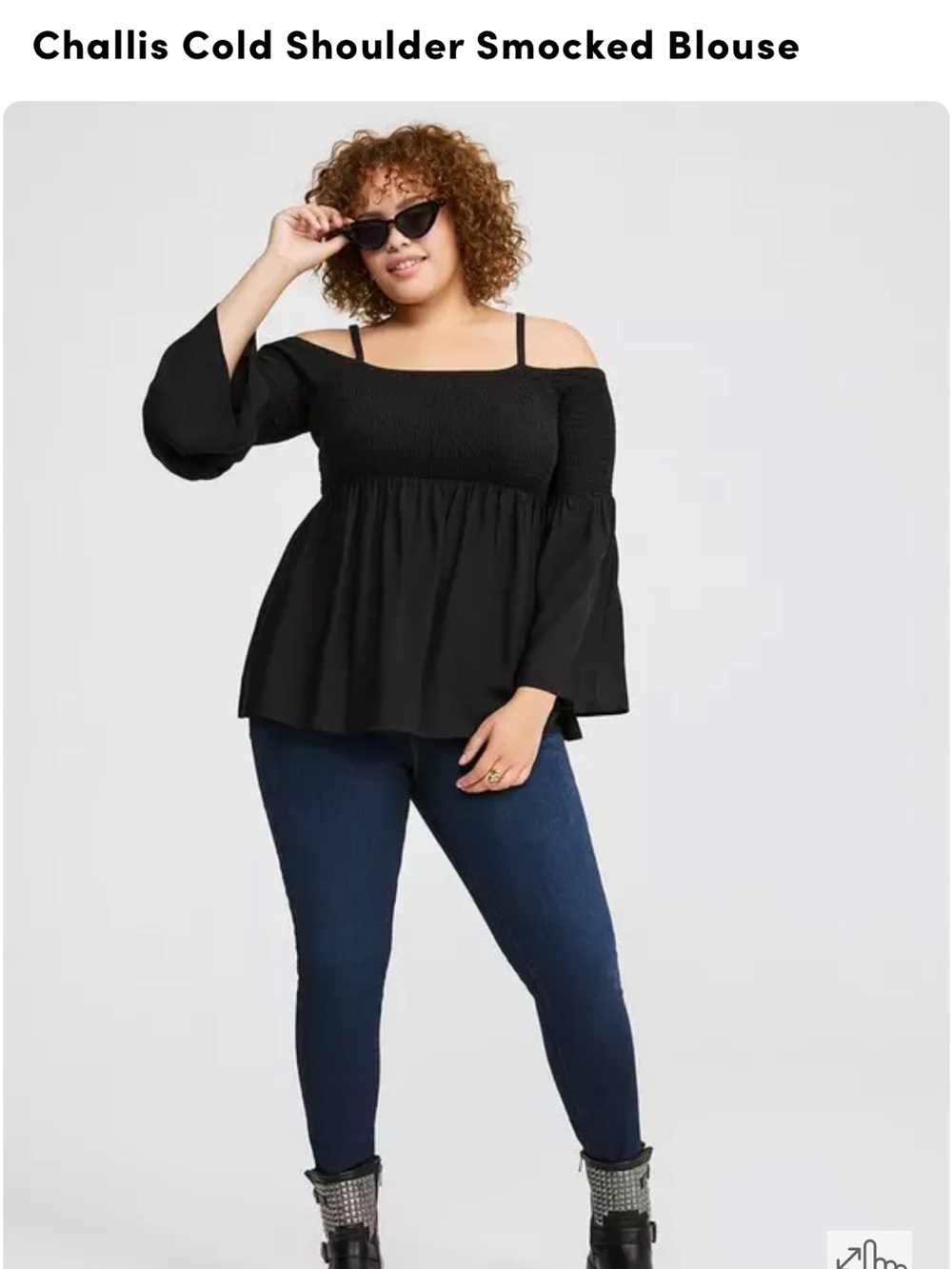 Torrid cold shoulder smocked black shirt plus size 2x